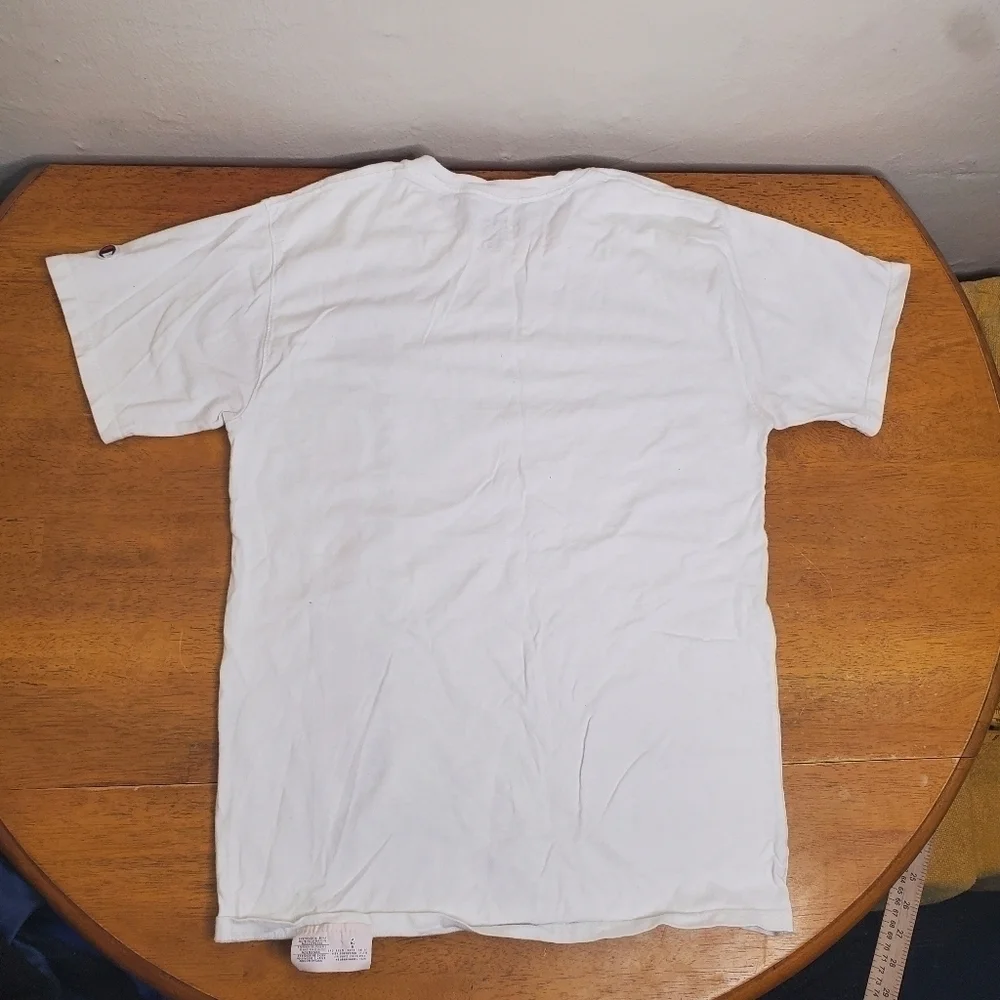 Champion Vertical Logo Short Sleeve T-Shirt White/Blue/Red Men's Small - Picture 6 of 8